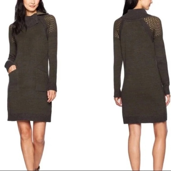 Prana Archer Sweater Dress in Cargo Green - Picture 1 of 8
